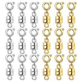 OHINGLT Strong Magnetic Necklace Clasps and Closures,Gold and Silver Plated Jewelry Clasps Converters for Bracelet Necklaces Chain