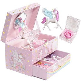 ProCase Caja de Joyería para Niños, Organizador de Joyas para Niñas con Unicornio para Niñas Pequeñas, Estuche de Joyería Regalo para Niñas de 2 3 4 5
