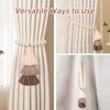 4 Pack Magnetic Curtain Tiebacks with 3-Tier Tassel, Wood Bead