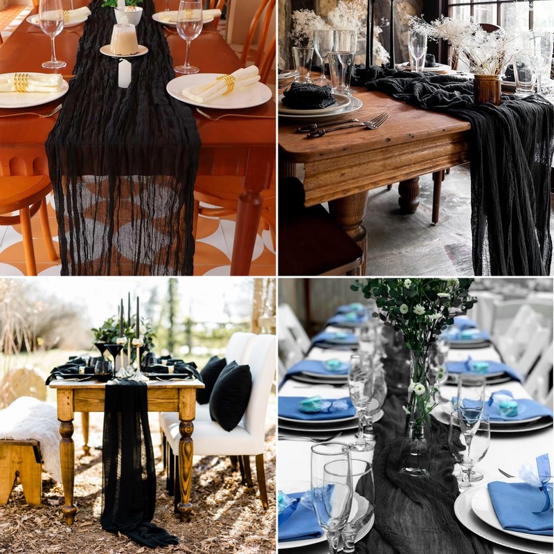 15 Pack Black Cheesecloth Table Runner 10Ft Gauze Cheese Cloth