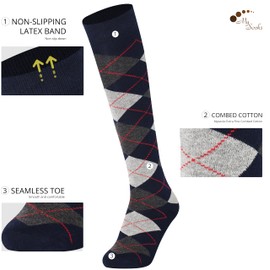 MySocks Unisex Knee High Argyle Socks - 42-46