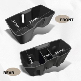 Muslogy Center Console Front&Rear Cup Holder Inserts Compatible with 2024 Toyota Tacoma Accessories Middle Console and Rear Armrest CupHolder Silicone Rubber Organizer 2PCS Set