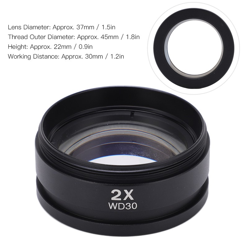 WD30 2X Wide Angle Magnifying Objective Lens Microscope Auxiliary Lens