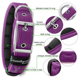 Metric USA - Comfort fit Dog Collar with Buckle Soft Padded Adjustable Collars for Dogs Small Medium Large, Purple, Small (6.5"-9")