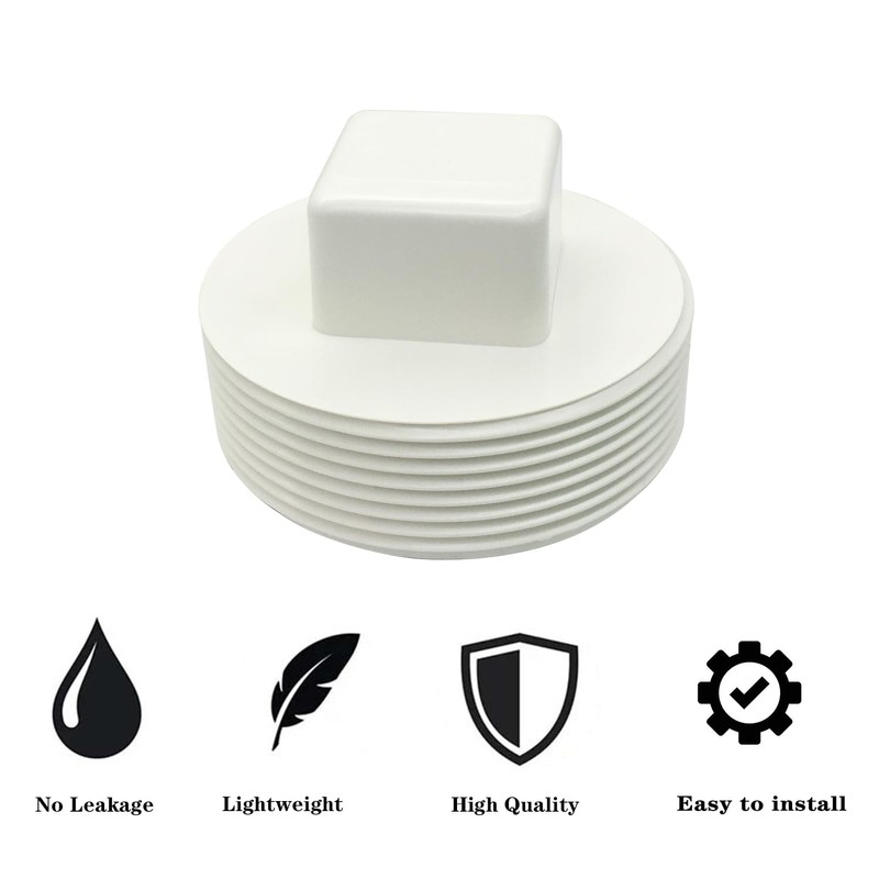 Fitvell 2-1/2" NPT Male Threaded PVC Cleanout Plug, PVC Pipe
