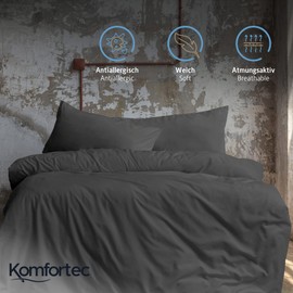 Komfortec Bed Linen Set, microfibre, Charcoal, 155x220 + 1x 40x80