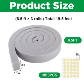 3 PCS Air Conditioner Foam Tape - 2 x 1 inch x 6.5 Ft AC Foam Weather Stripping- Non-Adhesive Foam Seal Strip with Glue Point for Air Conditioner Door Window Seal