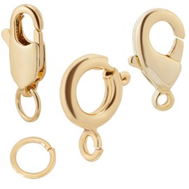 Beebeecraft 1 Box 18Pcs 3 Styles Jewelry Lobster Clasp 18K Gold Plated Spring Ring Claw Necklace Clasp Replacement with 20Pcs 5mm Open Jump Ring for DIY Craft Jewellery Chains Making Claps