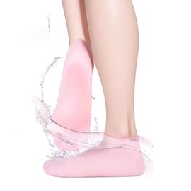 ANCLLO Feuchtigkeitsspendende Silikonsocken, Fuß-Spa-Pediküre-Silikonsocken für Frauen bei rissigen Füßen, elastisch, rutschfest, vielseitig einsetzbar, Pink (M)