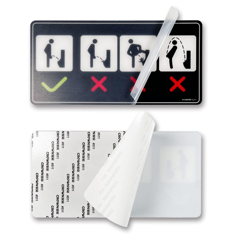 Funny Bathroom Signs 2 Pack 4" x 8" Premium Acrylic