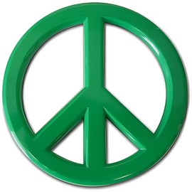 Classic Green Peace Sign Logo - Acrylic Car Emblem by Revolution Car Badges - Antiwar Peace and Love Symbol - Premium Alternative to Bumper Stickers, Decals, and Magnets (Green Acrylic)