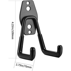 Ganchos de Garaje 4 Piezas, Soporte para Bicicleta Pared Resistente, Ganchos para Colgar Escaleras y Herramientas de Jardín, Organizador de Almacenamiento Antideslizante para Taller y Hogar