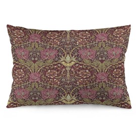 Dripglw Honeysuckle Floral William Morris Throw Pillow Covers 12x20 Inch Aesthetic Pillow Velvet Decorative Pillowcase Home Decor Living Room Cushion Case for Bed Sofa Couch
