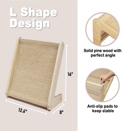 Meeyoview Cat Scratcher, L Shape Sisal Scratching Pad, Wooden Frame Scratch Board for Indoor Cats, Wall & Sofa Furniture Protector with Catnip (Suitable for Kitty)