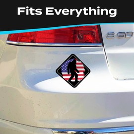 Stickios Bigfoot Decal - Distressed American Flag Sasquatch Vinyl Bumper Sticker for Cars, Trucks & Vehicle Windows - Made in USA - Patriotic Squatch Diamond (6x6 inches)