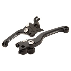 TUSK Folding Lever Set Black Compatible with Kawasaki KX65 2000-2009, 2011-2026