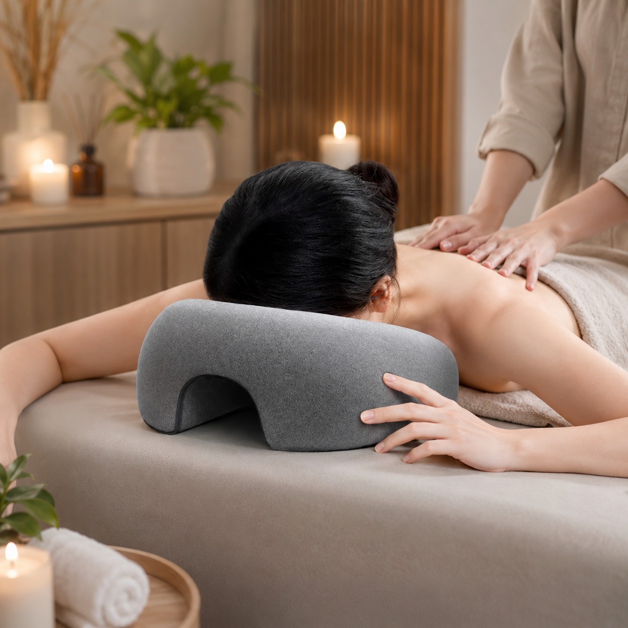 Face Down Pillow for Prone Resting – Memory Foam Massage Headrest for Home, Spa & Beauty Salon Comfort
