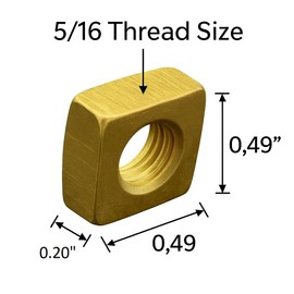 WINDON BAY 5/16" Brass Square Nuts – 20 Pack | Heavy-Duty Threaded Fasteners for Grounding, Framing, and Repair | Bulk Solid Brass Construction