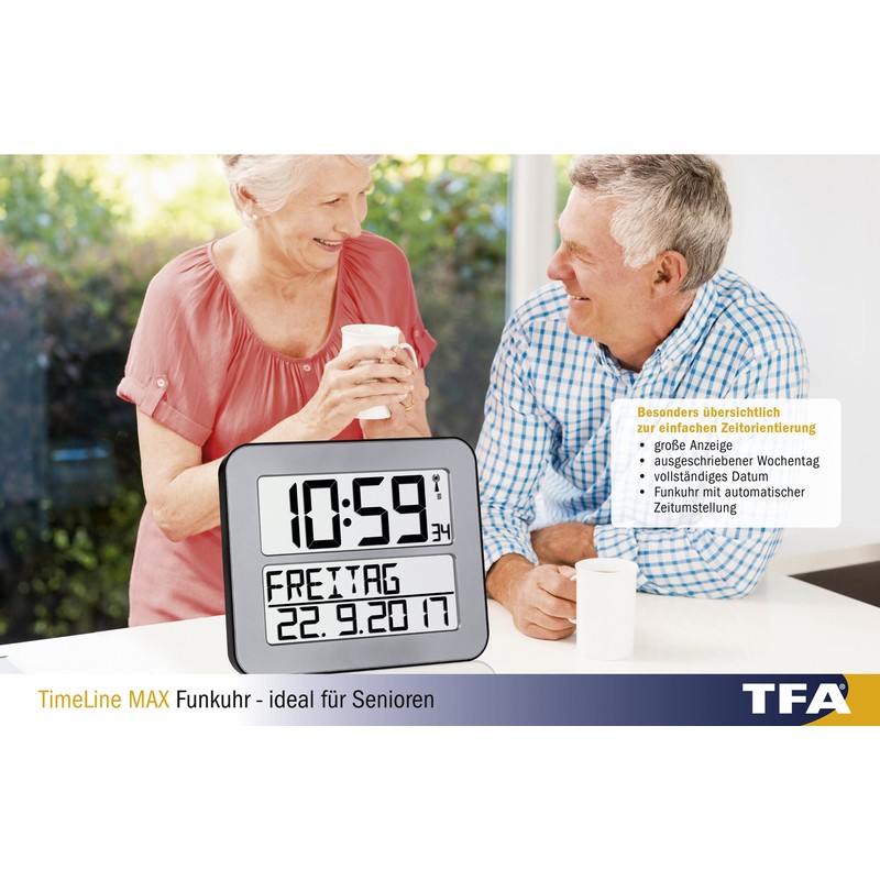 TFA Dostmann 60.4512.01 TimeLine Max Radio-controlled Clock