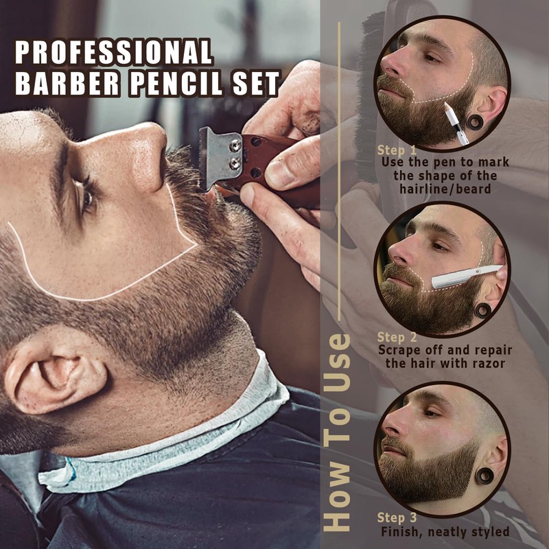 Noerrors 12Pcs White Barber Pencil Set Magic Hairline Pencils for