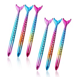 VYIBPDY Pack of 6 Mermaid Pens Mermaid Ballpoint Pen Gel Pen Birthday Party Funny Pens for Children 0.5 mm, s