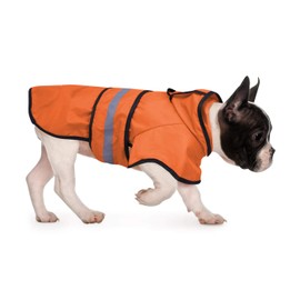 HDE Dog Raincoat Jacket Reflective Adjustable Hooded Pet Poncho Rain Coat with Leash Hole for Small to X-Large Dogs Safety Orange - S