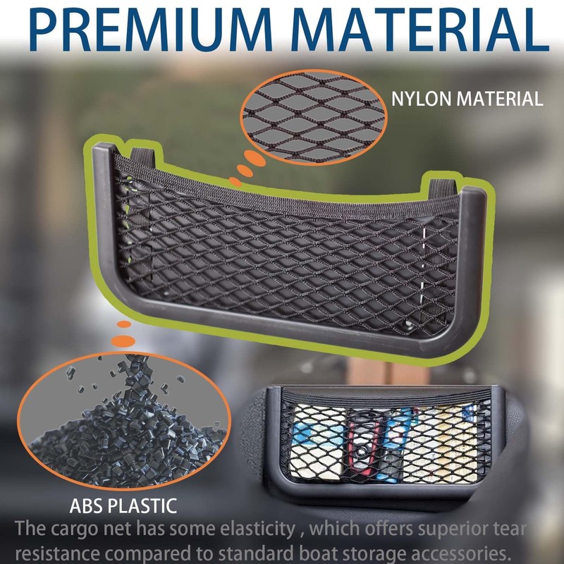 Universal Boat Caddy Organizer Mesh Bag, Plastic Frame Net Pocket,