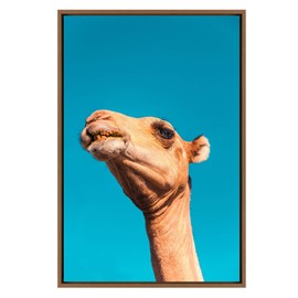 SIGNWIN Framed Canvas Wall Art Camel Animals Camels Expressive Farmhouse/Country Living Room Multicolor Photography - 24x36 inches