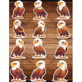 Unbranded Cartoon Bald Eagle Cut Vinyl Stickers Set Scrapbooking Laptop Waterbottle