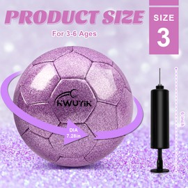 OKWUYiK Size 3 Glitter Pink Gold Purple Soccer Ball Set with Pump Toddler Soccer Ball for Kids Aged 3-6 Outdoor Training Ball Youth Practice for Teens Children Adults Boys Girls