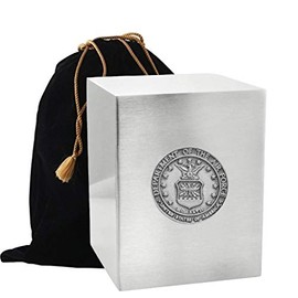 Touch4me's Silver Cremation Urn Box with Applique - Metal Cremation Urn for Adult - Handcrafted Funeral Urn for Ashes - Metal Cremation Urn- Great Deal Free Bag (Department of The Air Force)