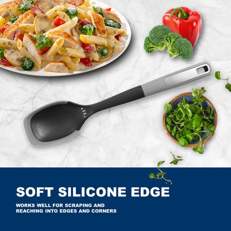 Multi-Functional Silicone Edge Cooking Spoon with Herb Stripper & Engraved
