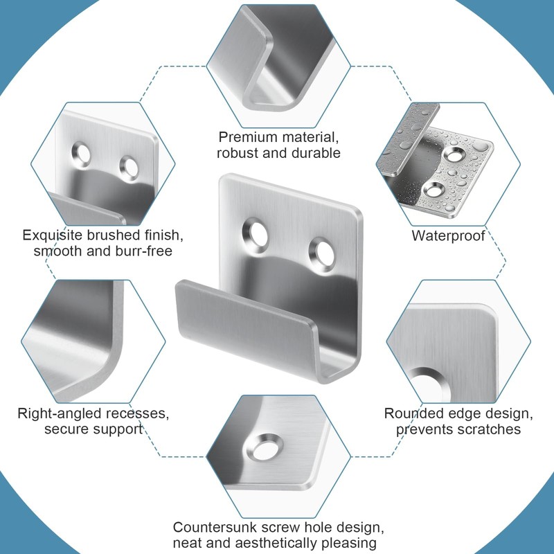 Dwsdws 8 Pcs U Shaped Brackets 10mm Inner Width Stainless