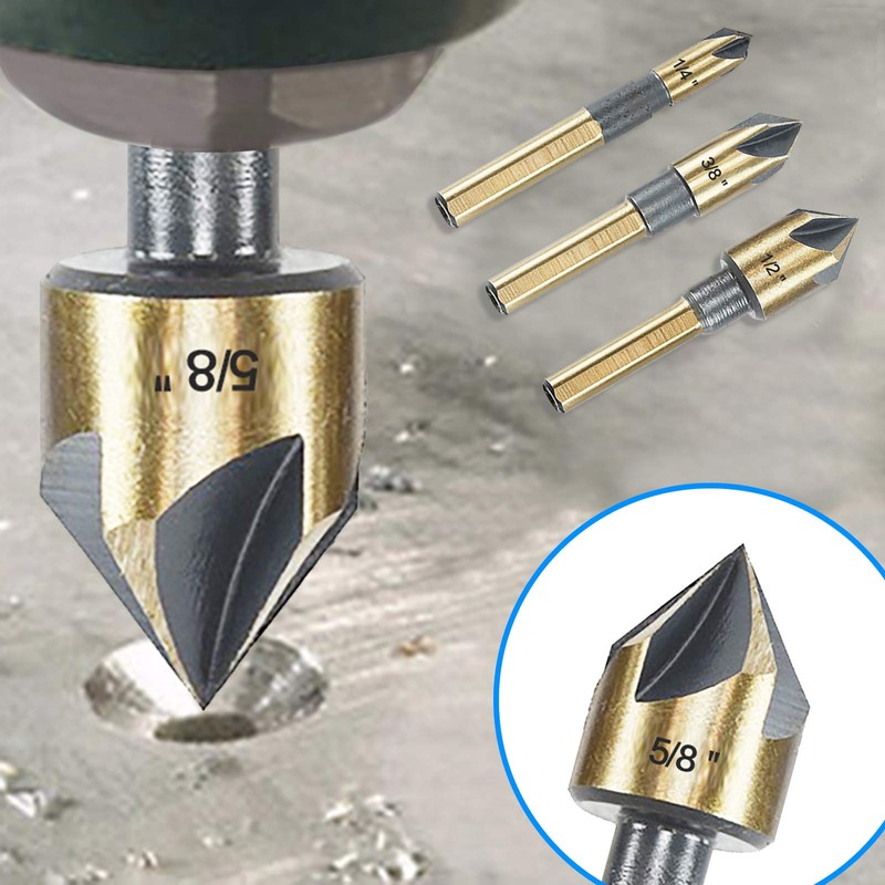 Countersink Drill Bit Set, 5 Pieces, 82 Degree, Countersink in