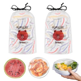 KUBDPQOR Popular Food Storage Bags with Elastic Band, Can Lids & Food Covers - Pack of 100, 38 cm Stretch Length