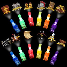 Tuanse 36 Pcs Armor of God Finger Lights Bulk, Glow in The Dark Christian Armor of God Party Favors for Kids, Summer VBS Vacation Bible School Crafts Supplies, Church Camp and Sunday School Gifts