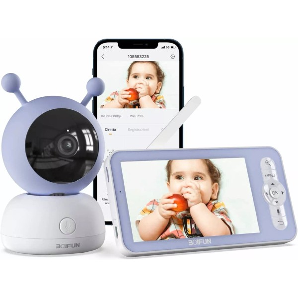 Boifun Smart Home WiFi Video Baby Monitor ,Motion&Cry Detection,2-Wa