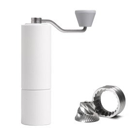 TIMEMORE Manual Coffee Grinder Foldable Hand Coffee Grinder Stainless Steel Conical Burr Chestnut C2 MAX Internal Adjustable Setting Capacity 30g French Press Coffee for Travel, Camping, Home White