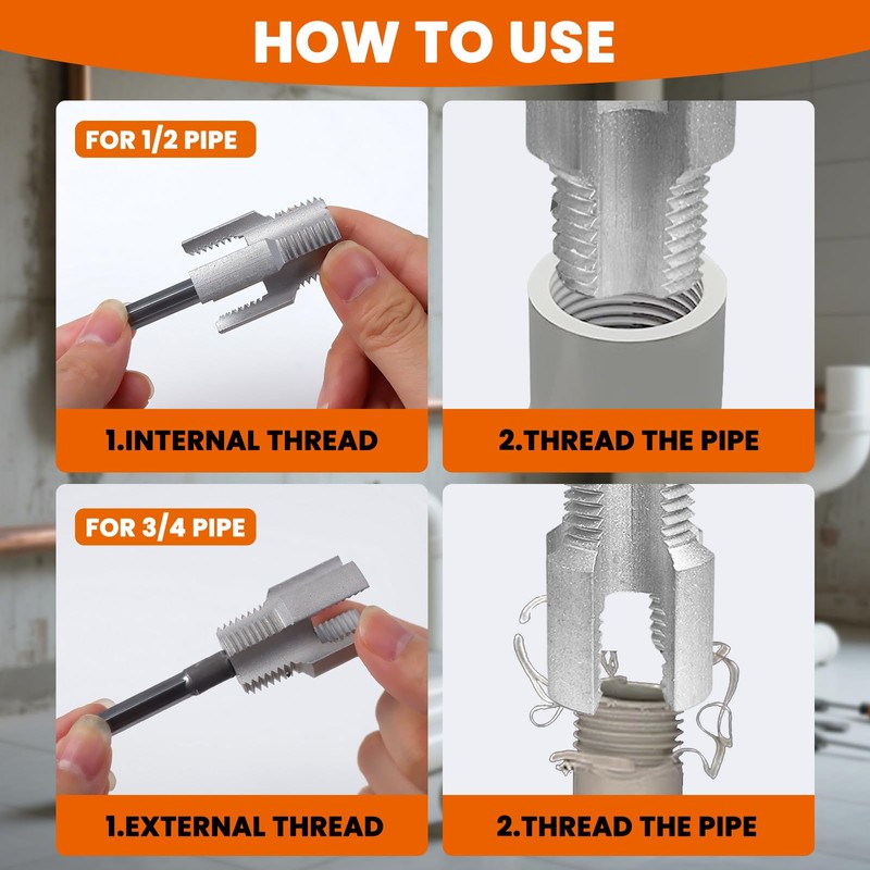 Karlstruyn Integrated Internal & External Pipe Threading Tool, 1/2'' 3/4''