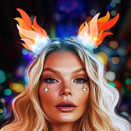 DRESBE Light Up Fire Hair Clips LED Flame Headpiece Glow Party Hair Accessories for Women(2pcs)