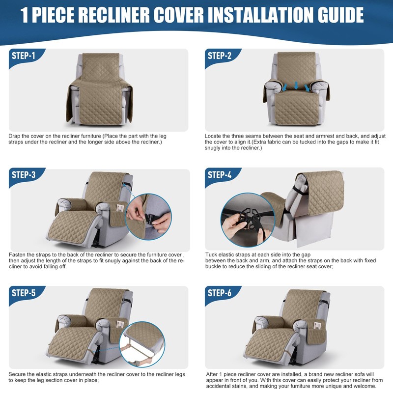 TAOCOCO 100% Waterproof Recliner Covers, Recliner Sofa Covers with Leg