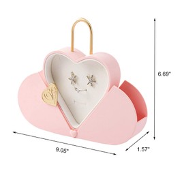 TANG SONG Double Open Concentric Lock Love Ring Necklace Jewelry Gift Box Jewelry Packaging Gift Box (Pink)