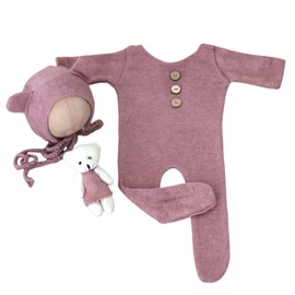 Lgvhydh Newborn Photography Props Boys Girls Outfits Baby Photo Props Bear Newborn Photography Outfits for Baby Boys Girls Photoshoot (Taro purple)