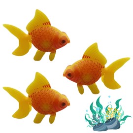 UEKPDM 3 Pcs Artificial Goldfish Moving Aquarium Ornaments - Goldfish and Orange Fish Thematic Decor for Fish Tank
