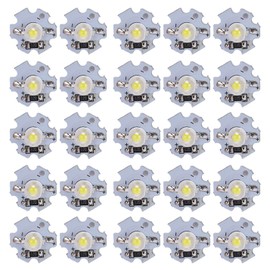 Hyuduo 0.5W 5V LED Chip Bulb, Light Beads 200lm Brightness High Power Lamp Bead Light Source Chip with Aluminum Plate for Floodlight, Pack of 25(White Light: 60006500K)