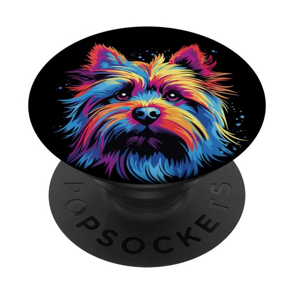 Wasserfarben Farbenfroher Australian Silky Terrier Hunde PopSockets mit austauschbarem PopGrip