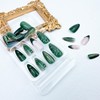 24pcs Green Press on Nails Medium Almond Fake Nails with