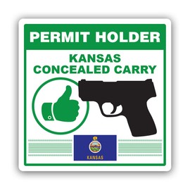 Kansas Concealed Carry Permit Holder CCW Sticker for Water Bottle Phone Tumbler Hard hat - Four Pack