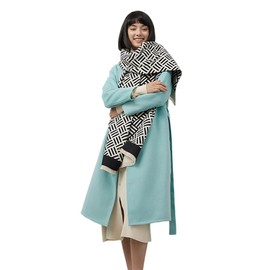 Jeelow Double-Sided Pashmina Shawl Wrap Cashmere Feel Poncho Cape Soft & Warm Women's Blanket Scarf (Black Stripe)