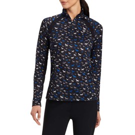 ARIAT Womens Sunstopper 2.0 1/4 Zip Baselayer Shirt, Black Busy Pony Print, X-Small US